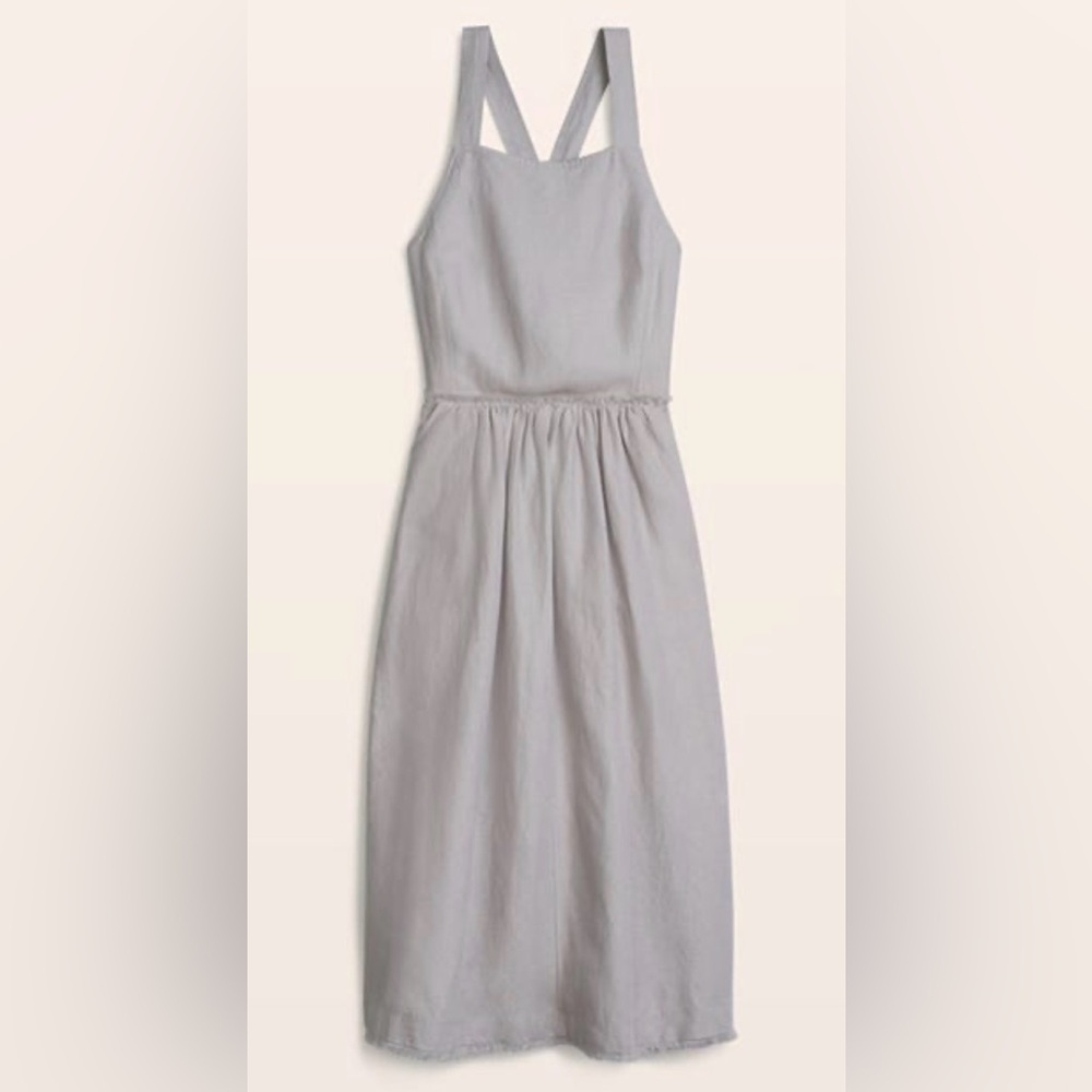 Wilfred Free @ Aritzia Linen Blend Criss Cross Back Gray Midi Dress sz 0